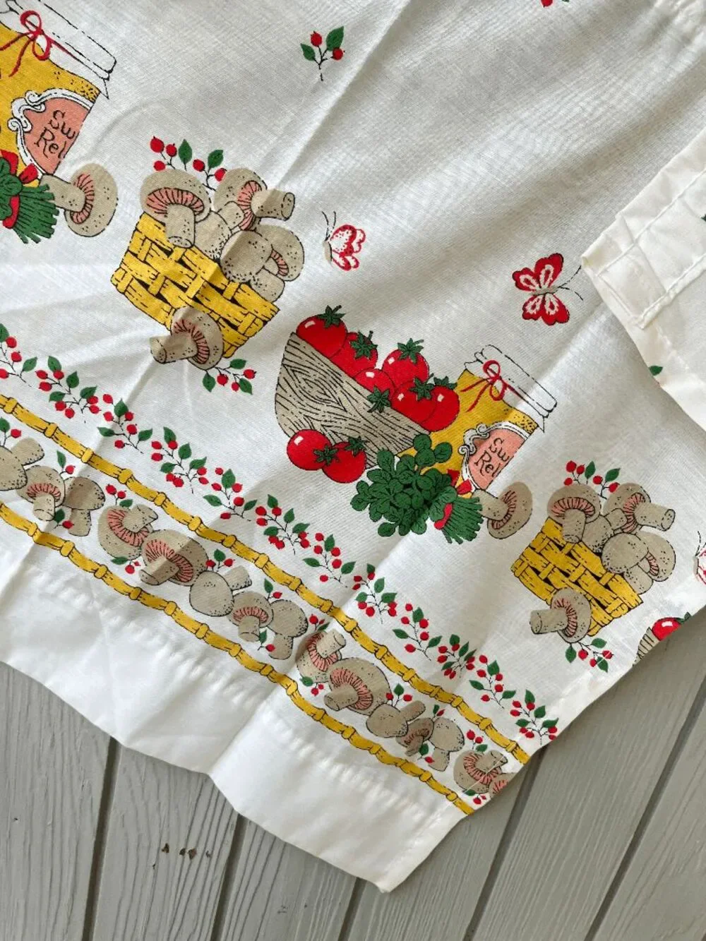 VTG 70s Kitchen Curtains Mushroom Strawberry Cottagecore Cafe Curtains 24x30